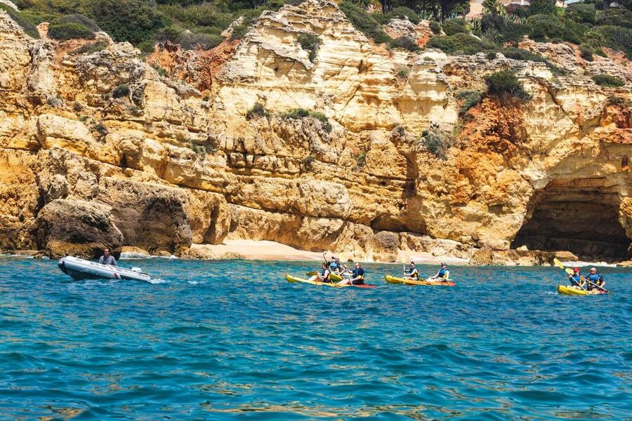 Albufeira: Algarve Kayak and Coastline Tour - The Small Beach Swim