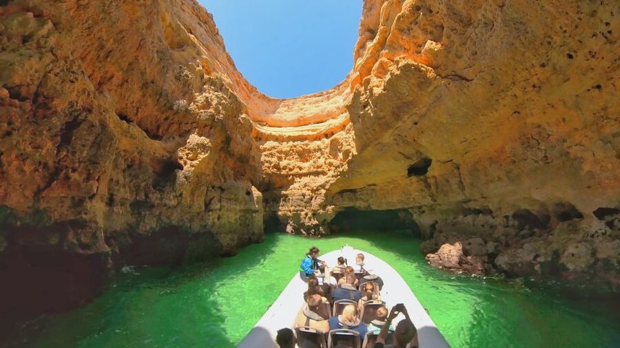 Albufeira: Benagil Cave and Dolphin Sightseeing Boat Cruise - Inside Benagil Cave