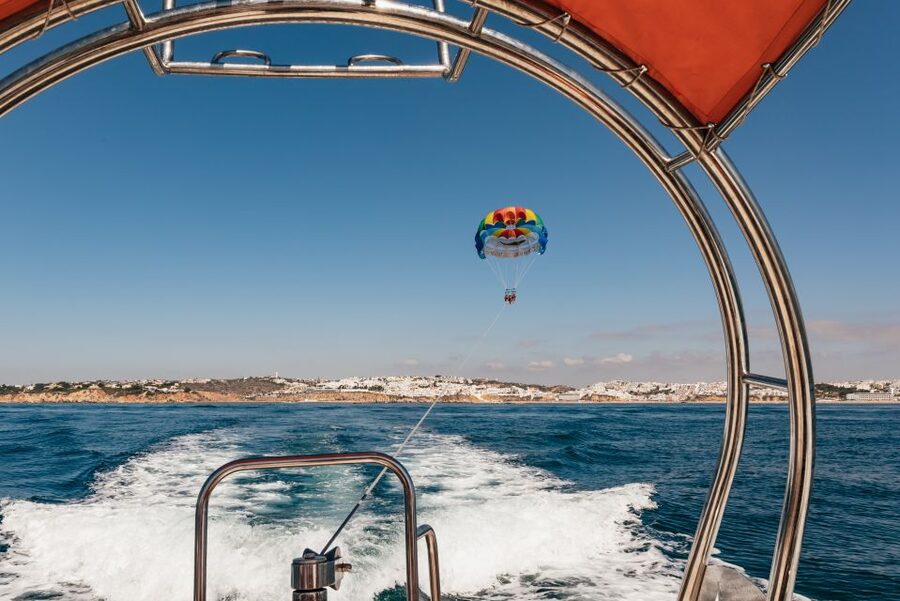 Albufeira: Parasailing Boat Trip - Harness, parachute, and a slow lift into the air