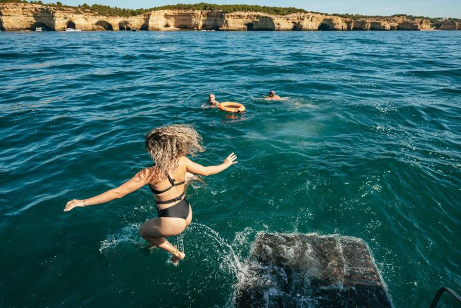 Algarve 3-Hour Caves and Coastline Boat Trip - The open-sea swimming stop
