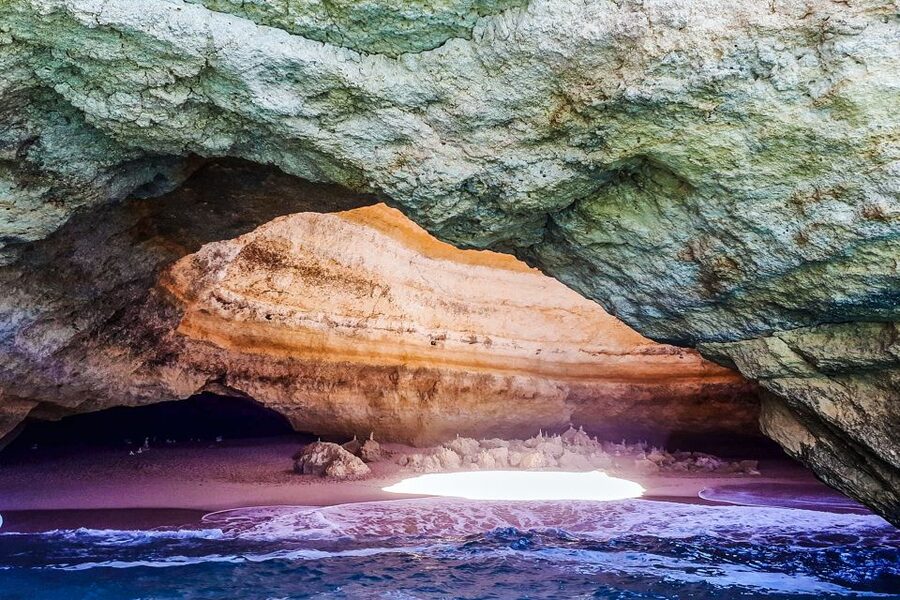 Benagil: Benagil Caves and Secret Spots Guided Kayaking Tour - Paddling into Benagil Sea Cave