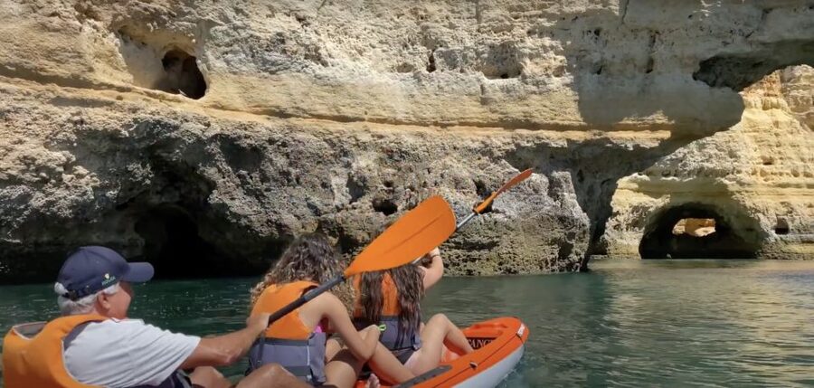 Benagil: Caves, Coves & Secret Beaches Guided Kayaking Tour - Passing Praia da Corredoura and the smaller caves