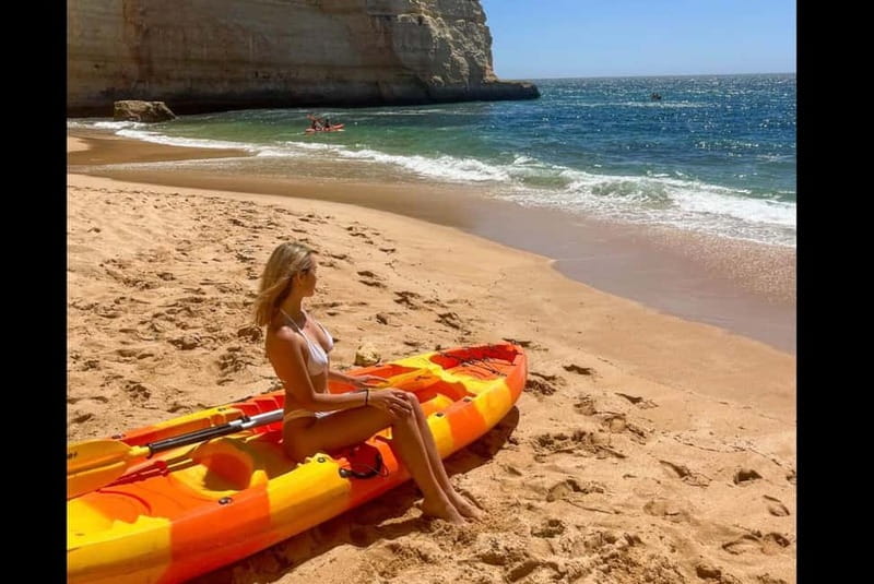 Benagil: Guided Kayak Tour inside caves and Praia da Marinha - Exploring nearby caves with a local guide
