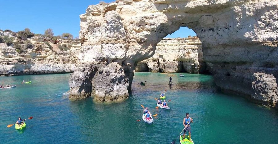 From Albufeira: Benagil Hidden Caves Tour by Kayak - The safety briefing and the switch to kayaks