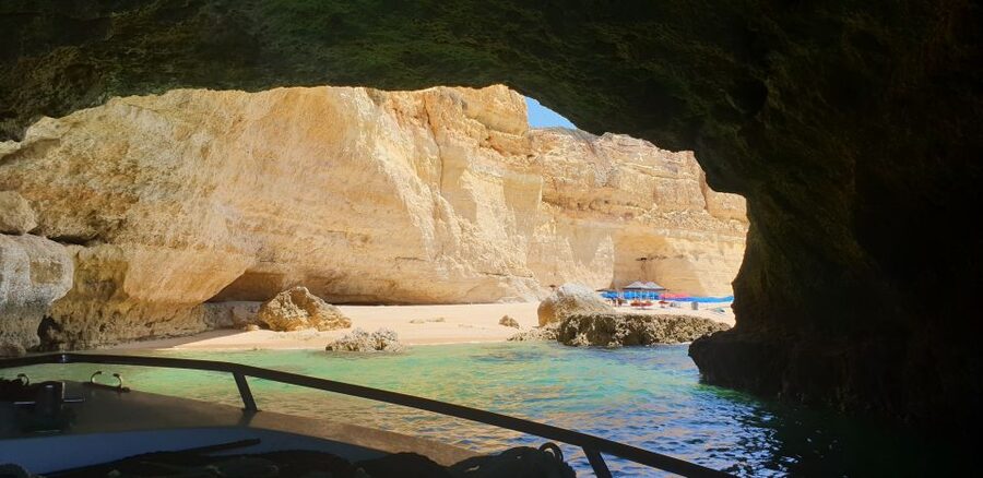 From Armação de Pêra: Benagil Caves and Beaches Boat Tour - Cão Raivoso Beach and the approach to Benagil