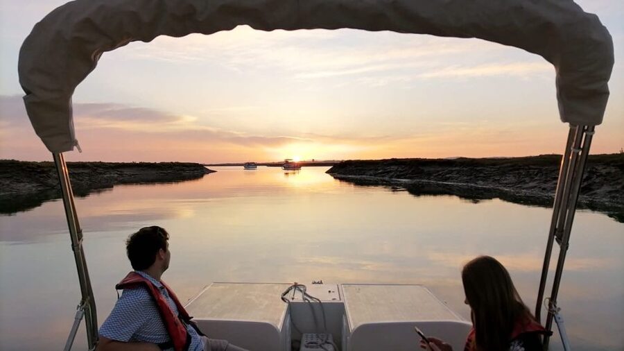 From Faro: Ria Formosa Sunset Boat Trip - The pontoon boat and the comfort factor