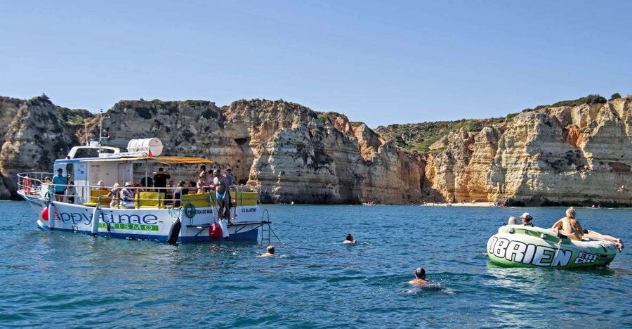 From Lagos: 2.5-Hour Guided Coastal Boat Tour & Grotto Visit - Ponta da Piedade, using the small boat