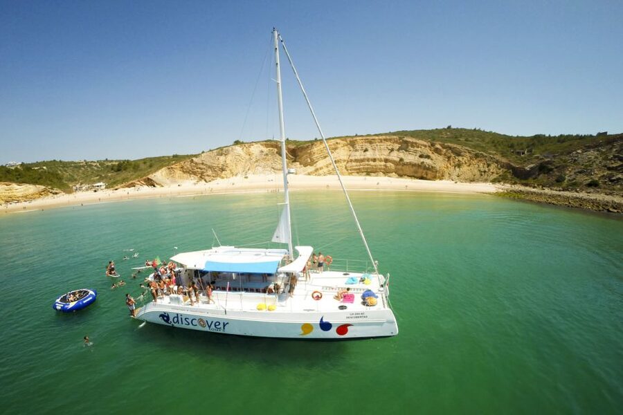 From Lagos: Algarve Cruise by Catamaran - Leaving Marina de Lagos for the golden coast