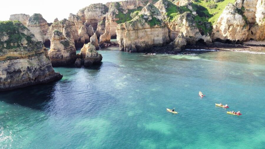 From Lagos: Kayak Experience in Ponta da Piedade - The Support Boat Changes the Feel of the Trip