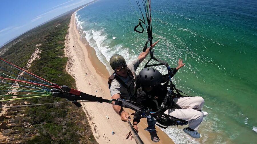 From Lisbon: Paragliding Tandem Flight - Taking off above Lisbon’s Atlantic coast