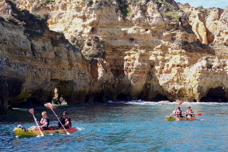 Lagos: Guided Kayak Tour - Entering the sea caves and arches