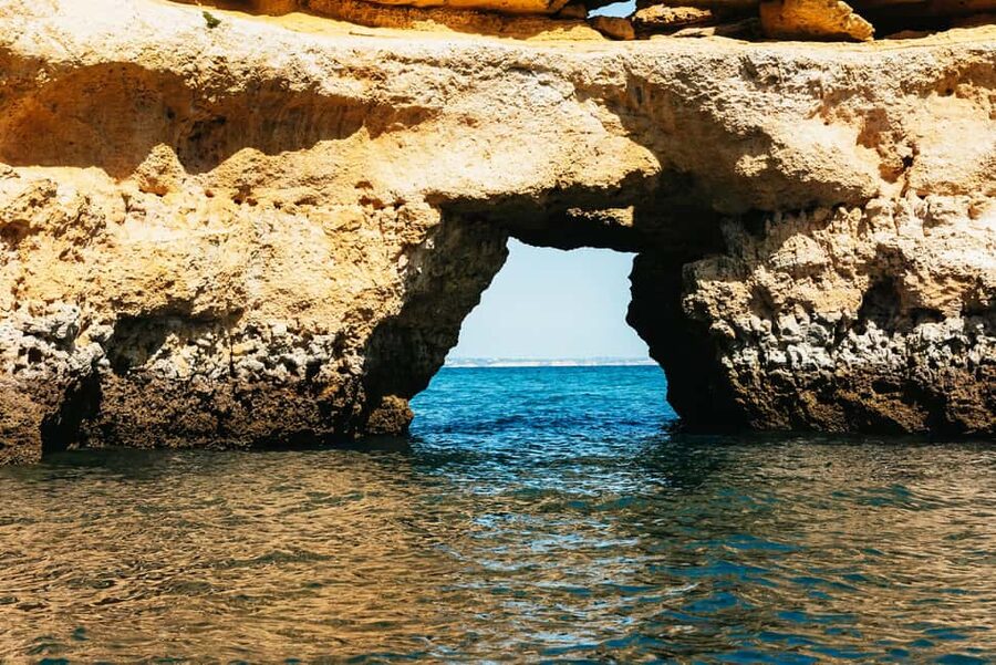 Lagos: Ponta da Piedade Coastline Boat Cruise - Dona Ana and Camilo from below