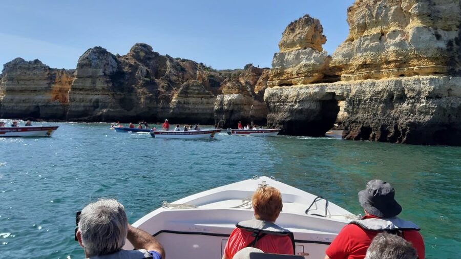 Lagos: Ponta Piedade Sail & Caves Cruise w/Portuguese Tapas - Sailing across the Bay of Lagos