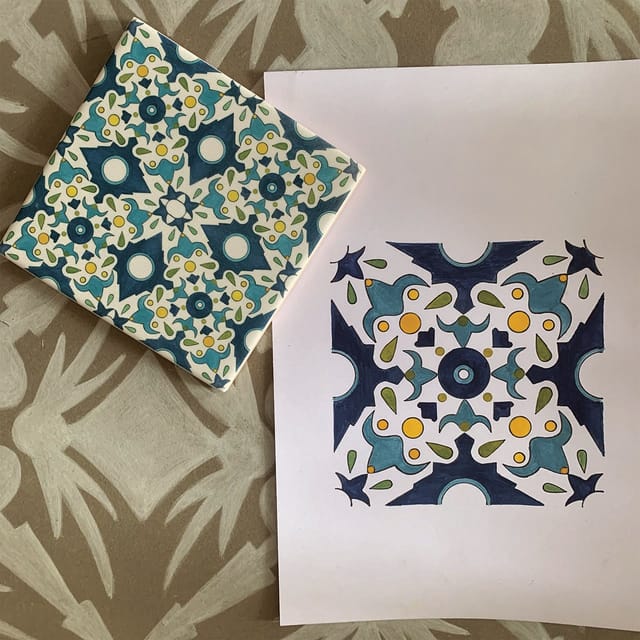 Lisbon: Azulejos' Design Create Your Own Tile Workshop - Three Clear Stages: Pencil, Marker, and Watercolor
