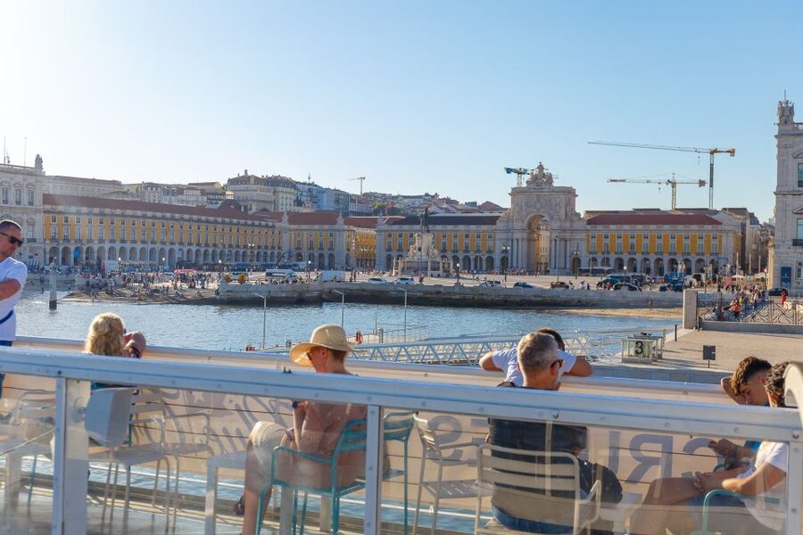 Lisbon: Tagus River Boat Tour with One Drink Included - Christ the King across the water