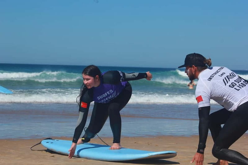 Lisbon: The Surf Instructor - surf lessons with transfer - A long sandy beach with a useful base