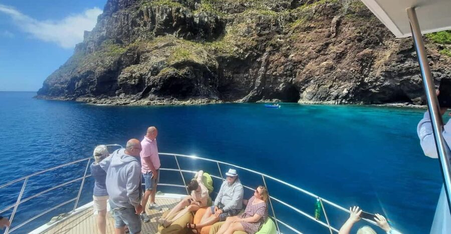 Madeira: Boat Trip with Lunch, Drinks, and Hotel Transfer - Watching Madeira from the water