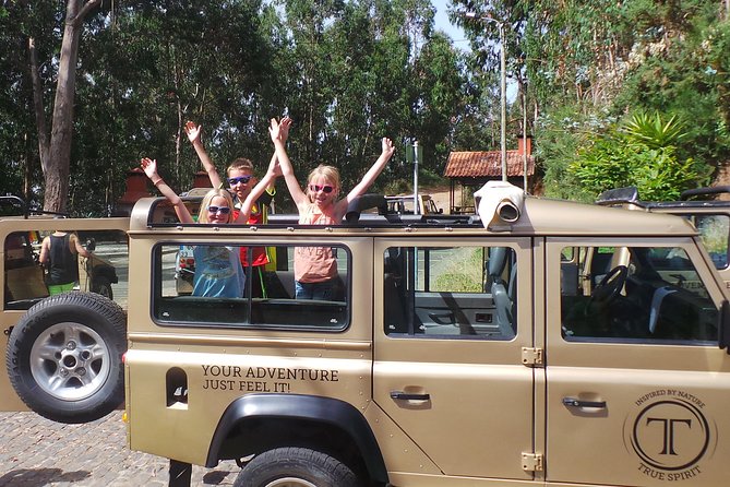 Porto Moniz, Seixal, Fanal Forest, Cliff Skywalk in Open Roof 4X4 - Veu da Noiva waterfall and the north coast road