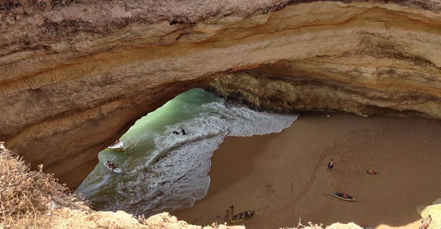 Quarteira: Benagil Cave Guided Catamaran Day Cruise & Drink - Reaching Benagil Cave
