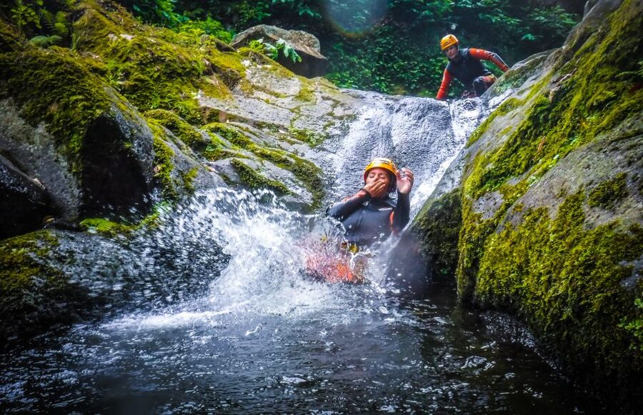 Sao Miguel: Caldeiroes Canyoning Experience - Jumps, slides, rappels, and a zip line