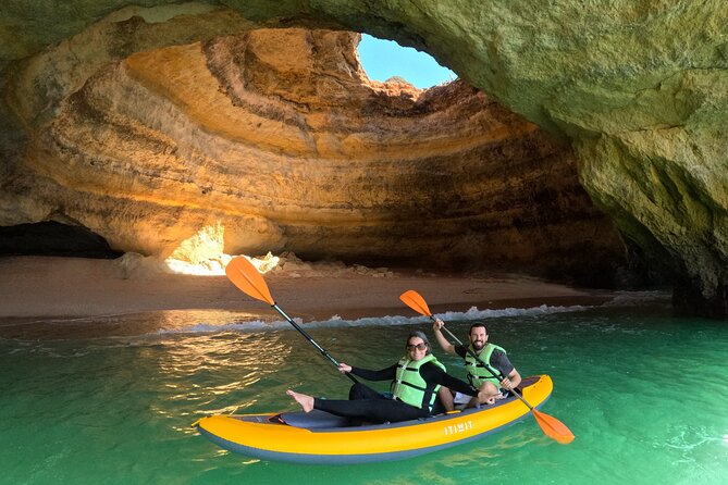 Sunrise Small Group Kayak Experience in BENAGIL Cave & 4K Photos - Starting through Carvalho Beach’s rock tunnel