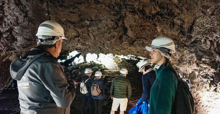 Terceira: Algar do Carvão Lava Caves Tour - Entering the Guilherme Moniz volcano