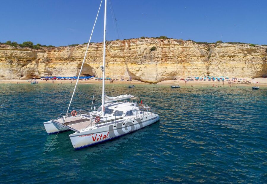 Vilamoura: Guided Sightseeing Cruise with Beach BBQ & Drinks - What the catamaran ride is really like